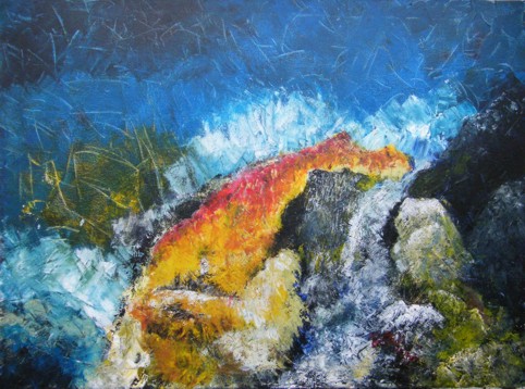 Nr. B62: Unter Wasser, Acryl auf Leinwand (60 x 80 cm), 2009