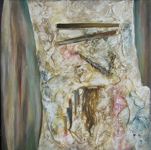 Nr. C01: Gollum, Acryl-Collage auf Leinwand (40 x 40 cm), 2010