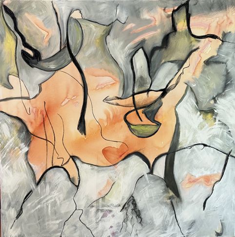 Nr. R05: Schlafende Frau, Acryl auf Leinwand (100 x 100 cm), 2025