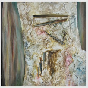 Nr. C01: Gollum, Acryl-Collage auf Leinwand (40 x 40 cm), 2010