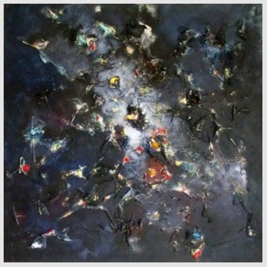 Nr. H19: Kosmos, Acryl-Collage auf Leinwand (40 x 40 cm), 2014